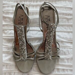 New York Transit Silver Open Toe Strappy Heels